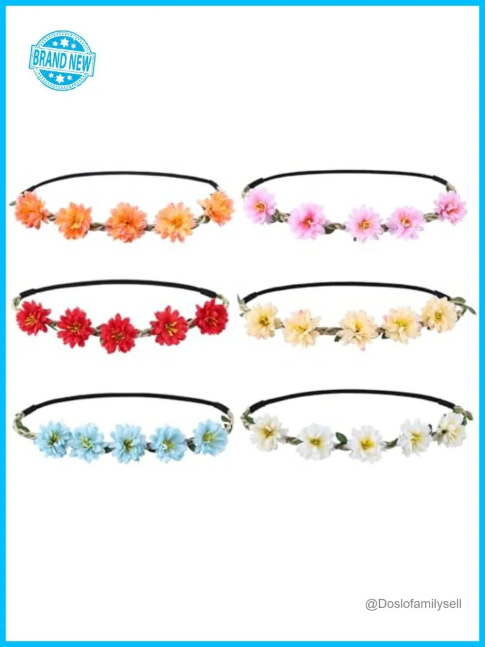 6 Pack Floral Headband Flower Crown for Women Wedding Party Boho Hair
